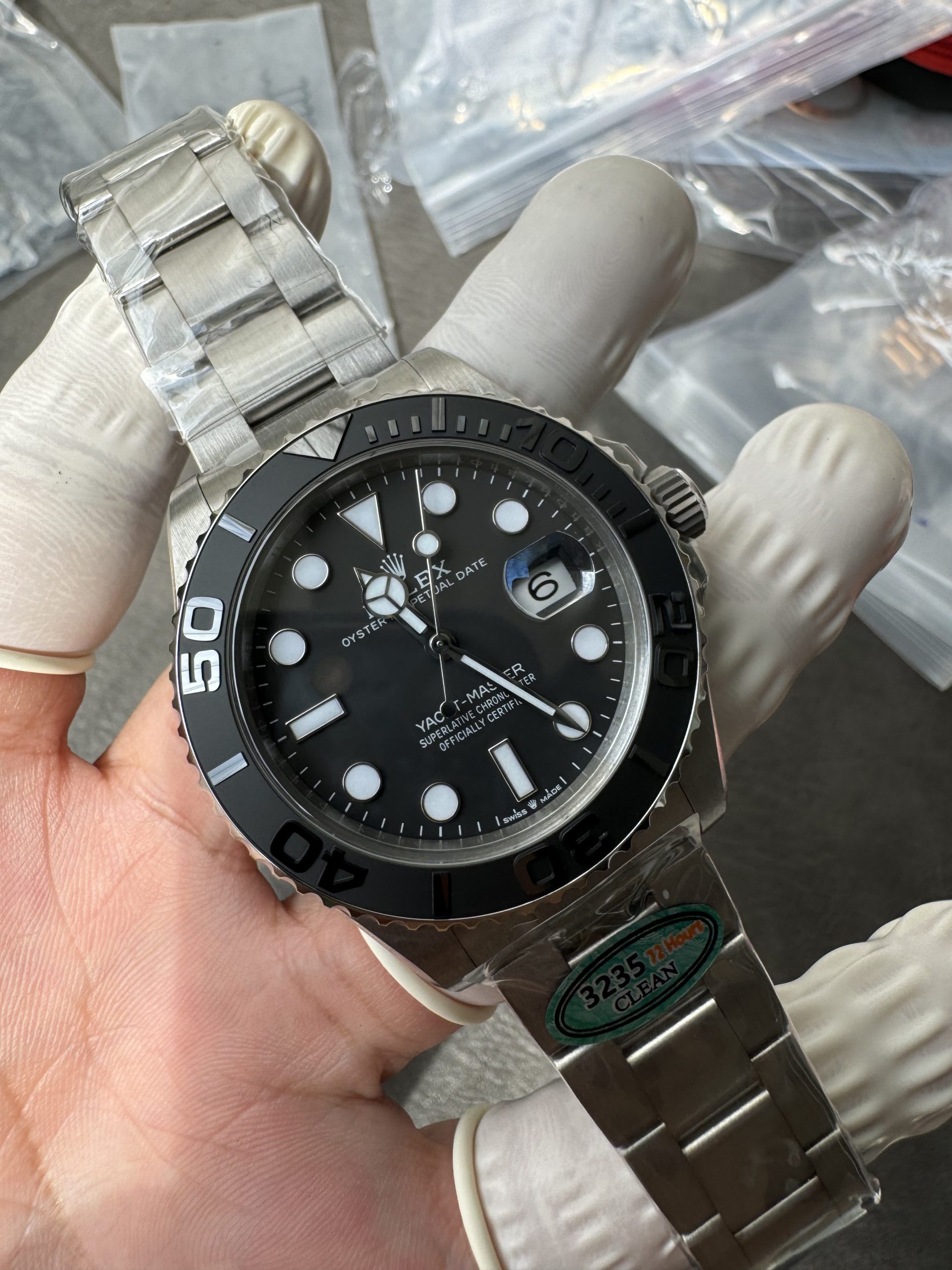 Clean Factory Watches Yacht Master 226627 Titanium Case and Bracelet Black Dial Black Ceramic Bezel Blue Luminous Hour Markers ShangHai 3235 Movement 07 Clean Factory Watches Yacht Master 226627 Titanium Case and Bracelet Black Dial Black Ceramic Bezel Blue Luminous Hour Markers ShangHai 3235 Movement 07