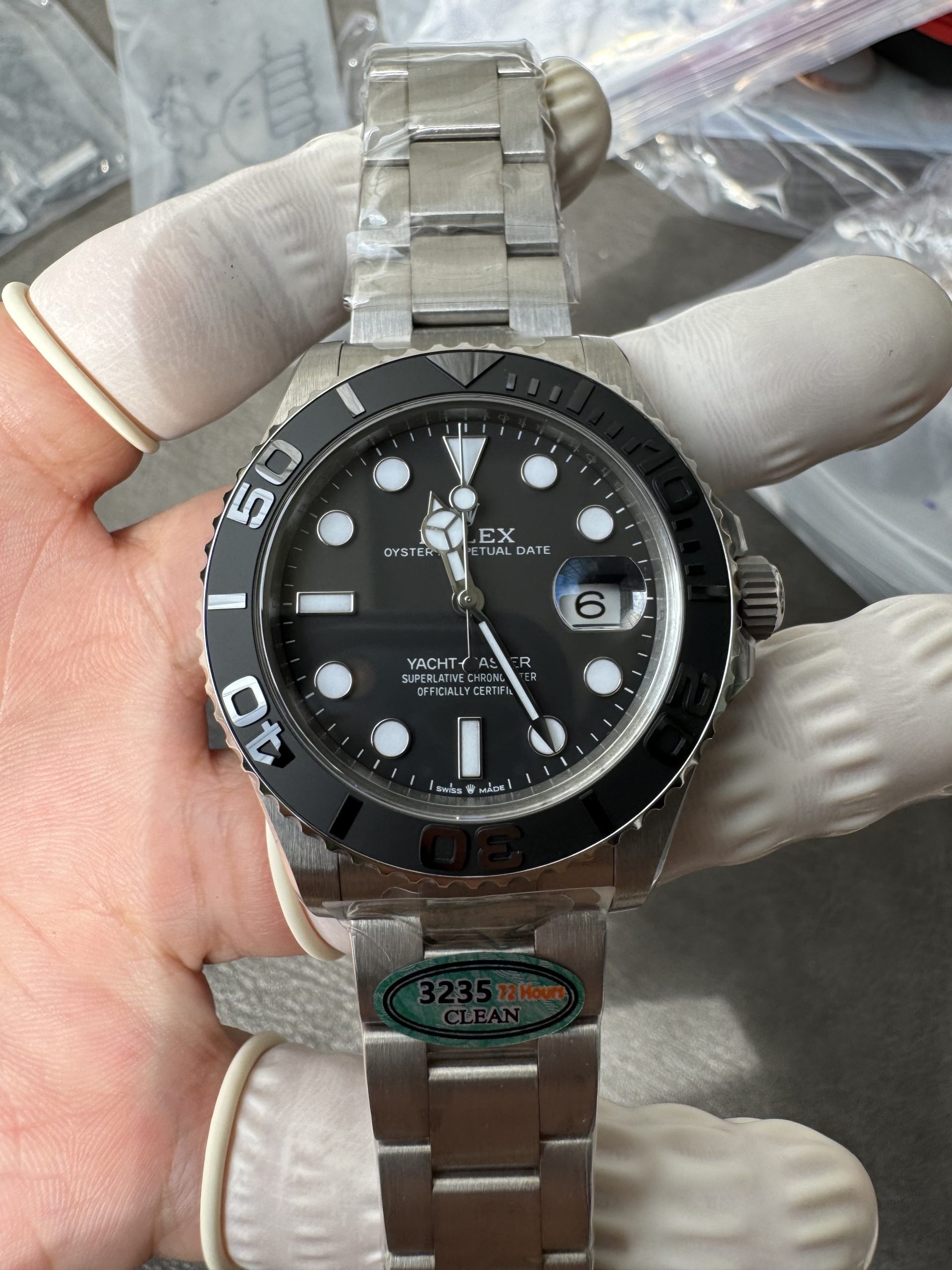 Clean Factory Watches Yacht Master 226627 Titanium Case and Bracelet Black Dial Black Ceramic Bezel Blue Luminous Hour Markers ShangHai 3235 Movement 08 Clean Factory Watches Yacht Master 226627 Titanium Case and Bracelet Black Dial Black Ceramic Bezel Blue Luminous Hour Markers ShangHai 3235 Movement 08