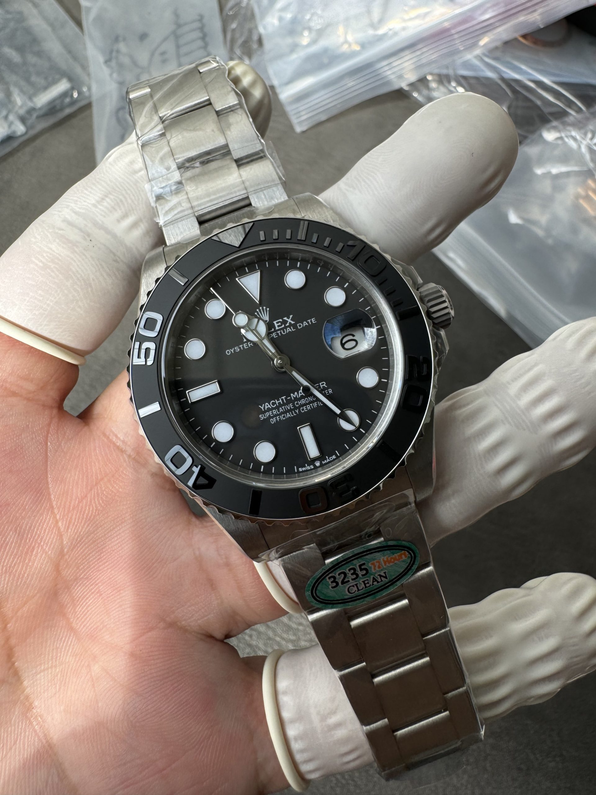 Clean Factory Watches Yacht Master 226627 Titanium Case and Bracelet Black Dial Black Ceramic Bezel Blue Luminous Hour Markers ShangHai 3235 Movement 09 Clean Factory Watches Yacht Master 226627 Titanium Case and Bracelet Black Dial Black Ceramic Bezel Blue Luminous Hour Markers ShangHai 3235 Movement 09