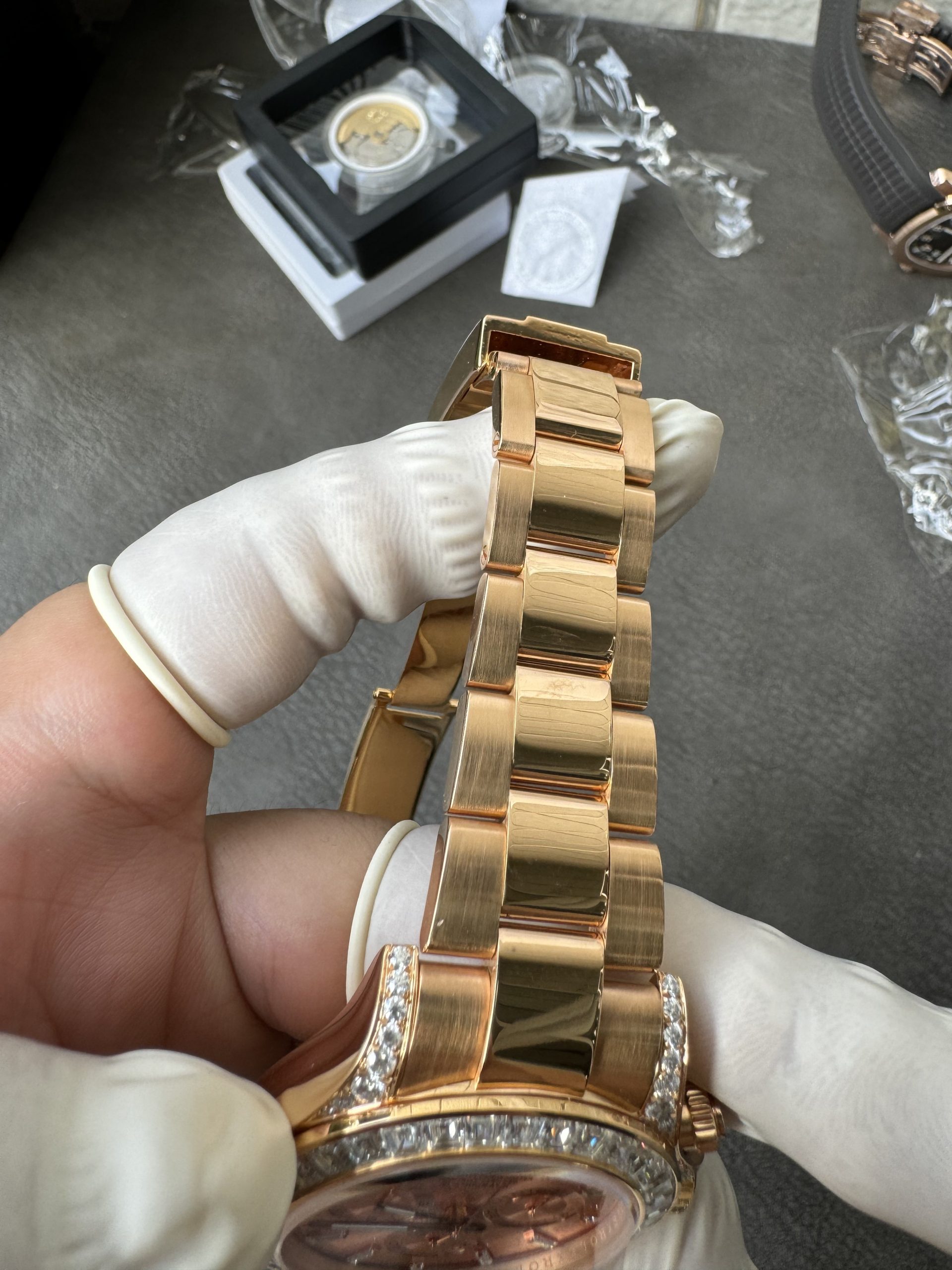 Clean Factory Rolex Custom SuperClone ICE Out Daytona 126595TBR Rose Gold Case Set with Diamonds Pink Dial with Diamond Indexs 4131 Movement 11 Clean Factory Rolex Custom SuperClone ICE Out Daytona 126595TBR Rose Gold Case Set with Diamonds Pink Dial with Diamond Indexs 4131 Movement 11