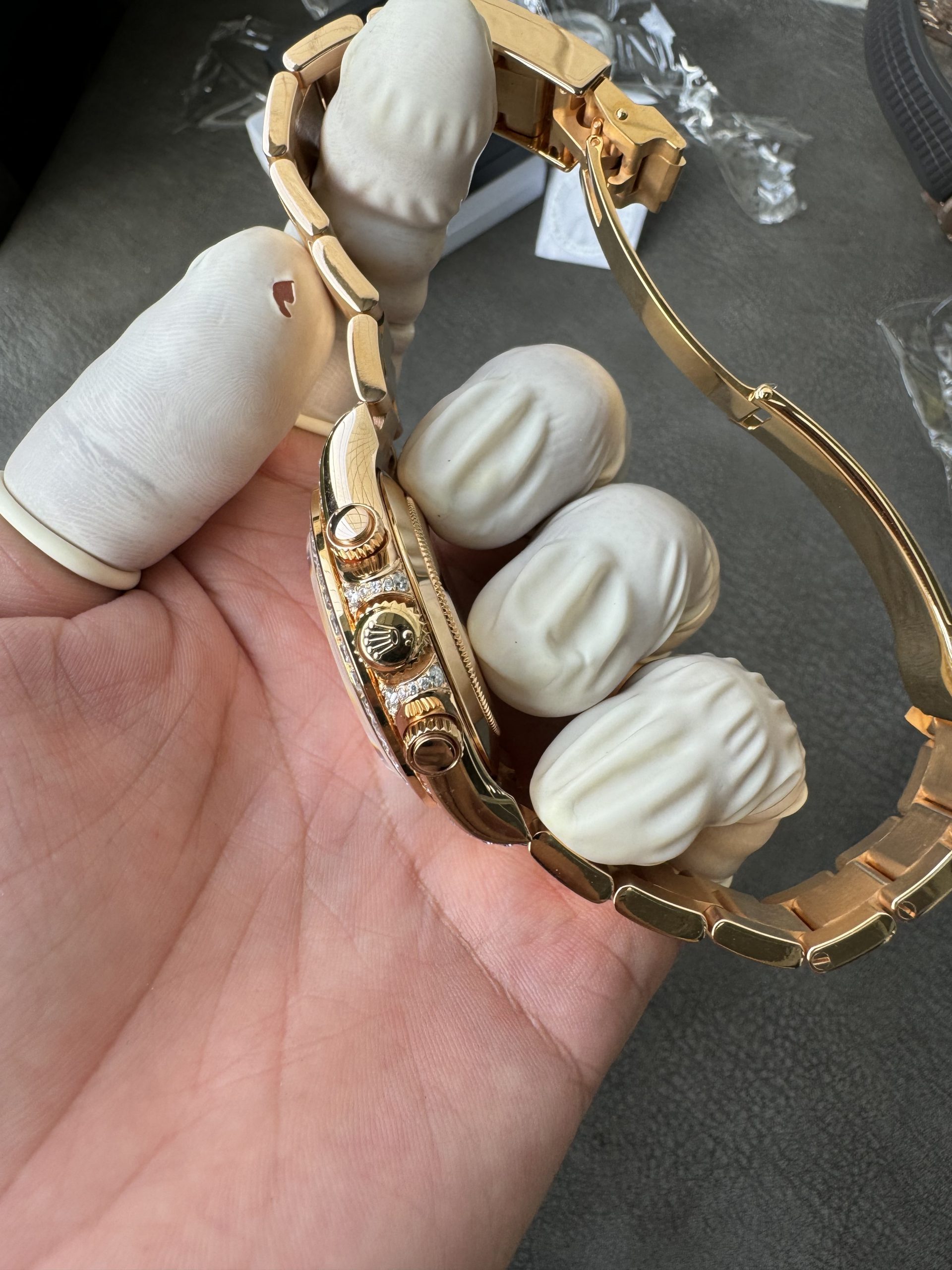 Clean Factory Rolex Custom SuperClone ICE Out Daytona 126595TBR Rose Gold Case Set with Diamonds Pink Dial with Diamond Indexs 4131 Movement 13 Clean Factory Rolex Custom SuperClone ICE Out Daytona 126595TBR Rose Gold Case Set with Diamonds Pink Dial with Diamond Indexs 4131 Movement 13