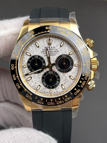 Clean Factory Watch Daytona 116518LN Meteorite Dial Black Chrono Sub Dial Yellow Gold Case Oysterflex Strap DD4130 Movement 01 1