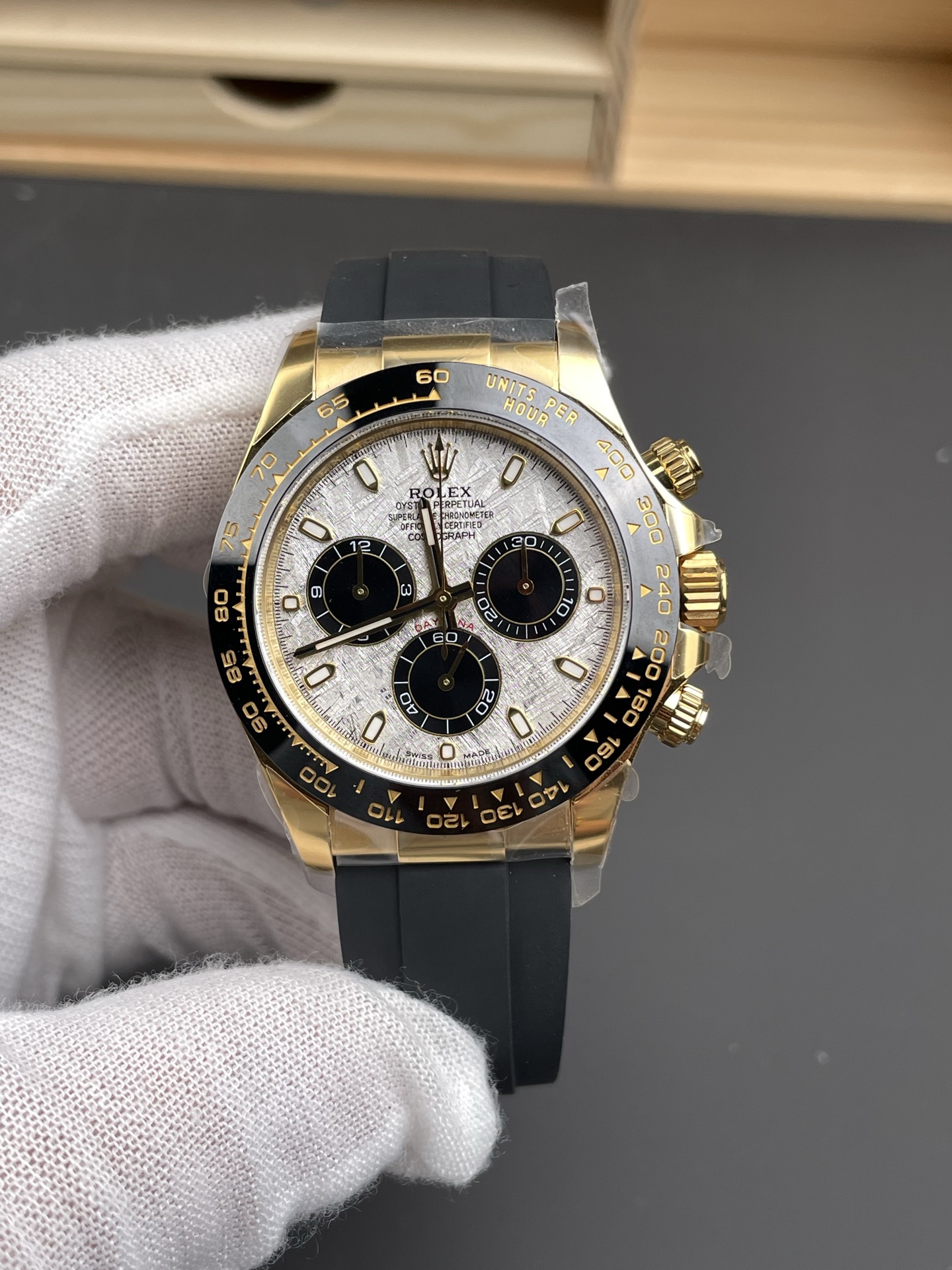 Clean Factory Watch Daytona 116518LN Meteorite Dial Black Chrono Sub Dial Yellow Gold Case Oysterflex Strap DD4130 Movement 01 Clean Factory Watch Daytona 116518LN Meteorite Dial Black Chrono Sub Dial Yellow Gold Case Oysterflex Strap DD4130 Movement 01