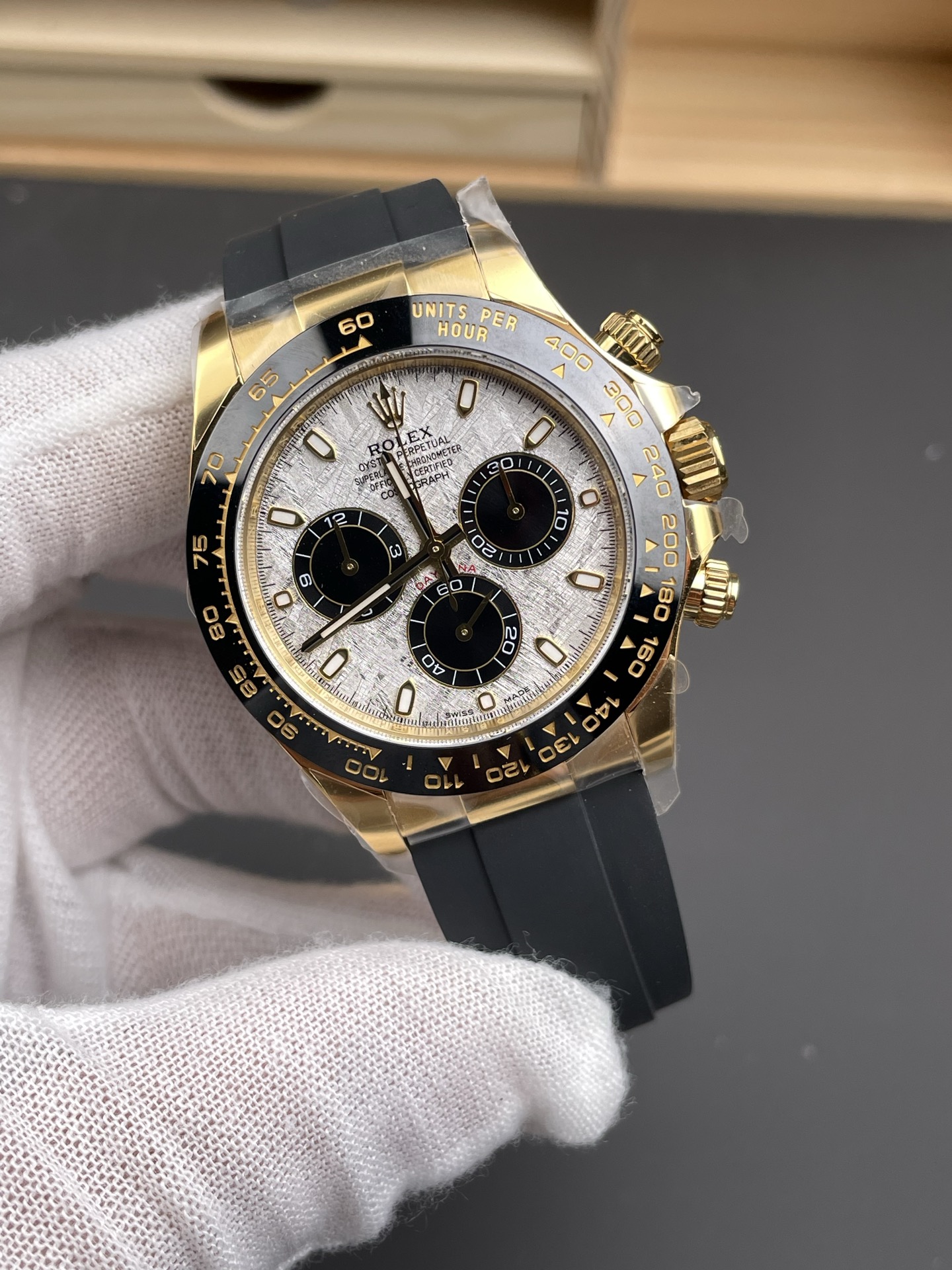 Clean Factory Watch Daytona 116518LN Meteorite Dial Black Chrono Sub Dial Yellow Gold Case Oysterflex Strap DD4130 Movement 02 Clean Factory Watch Daytona 116518LN Meteorite Dial Black Chrono Sub Dial Yellow Gold Case Oysterflex Strap DD4130 Movement 02