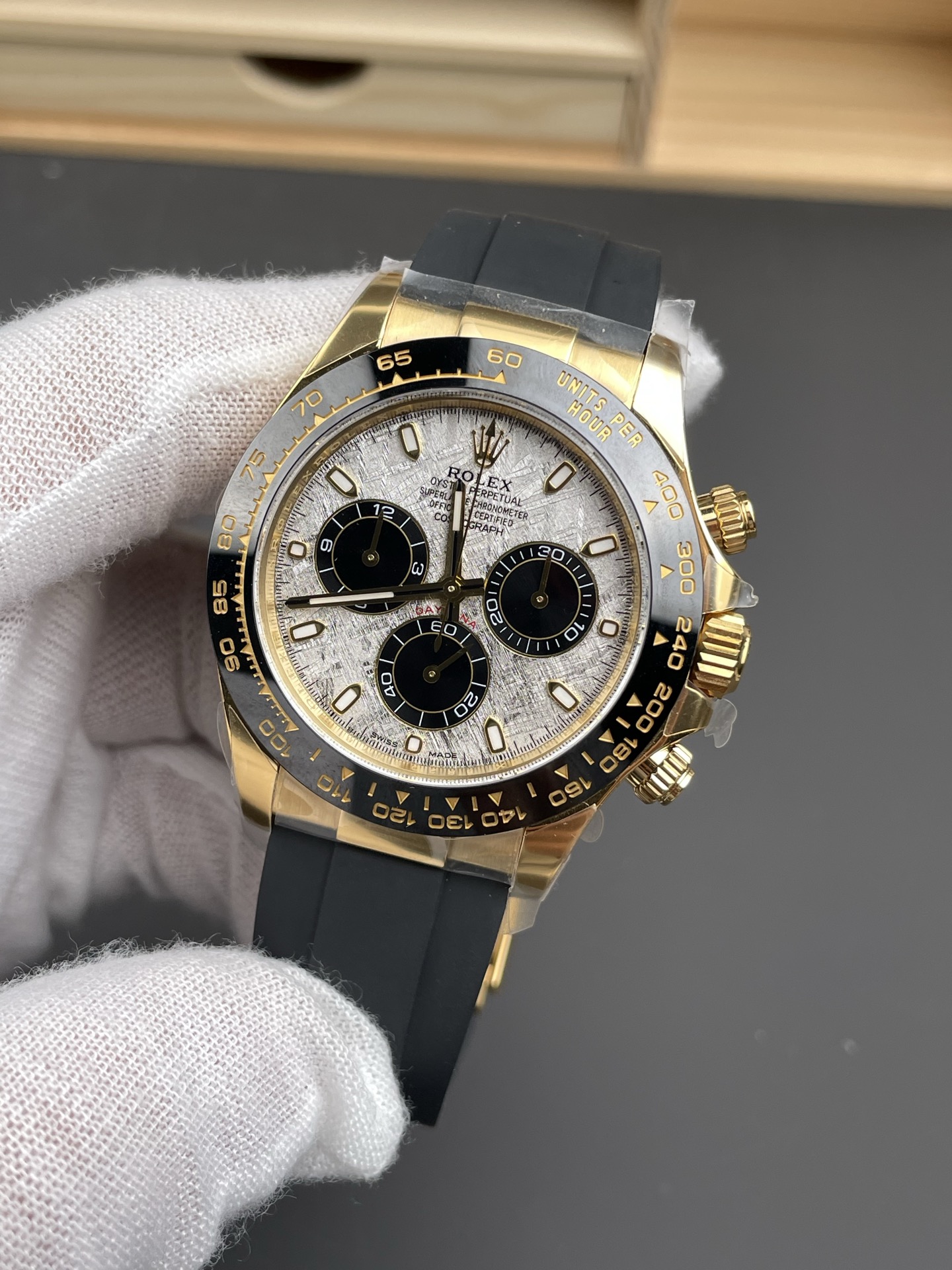 Clean Factory Watch Daytona 116518LN Meteorite Dial Black Chrono Sub Dial Yellow Gold Case Oysterflex Strap DD4130 Movement 03 Clean Factory Watch Daytona 116518LN Meteorite Dial Black Chrono Sub Dial Yellow Gold Case Oysterflex Strap DD4130 Movement 03