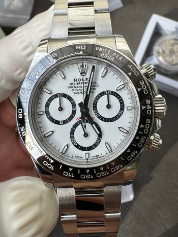 Super Clone Custom Daytona Panda 126500LN Genuine Grasses and ACE Free sprung Balance Caliber 4131 Movement RB White Dial APS Black Cerachrom Bezel 08 1