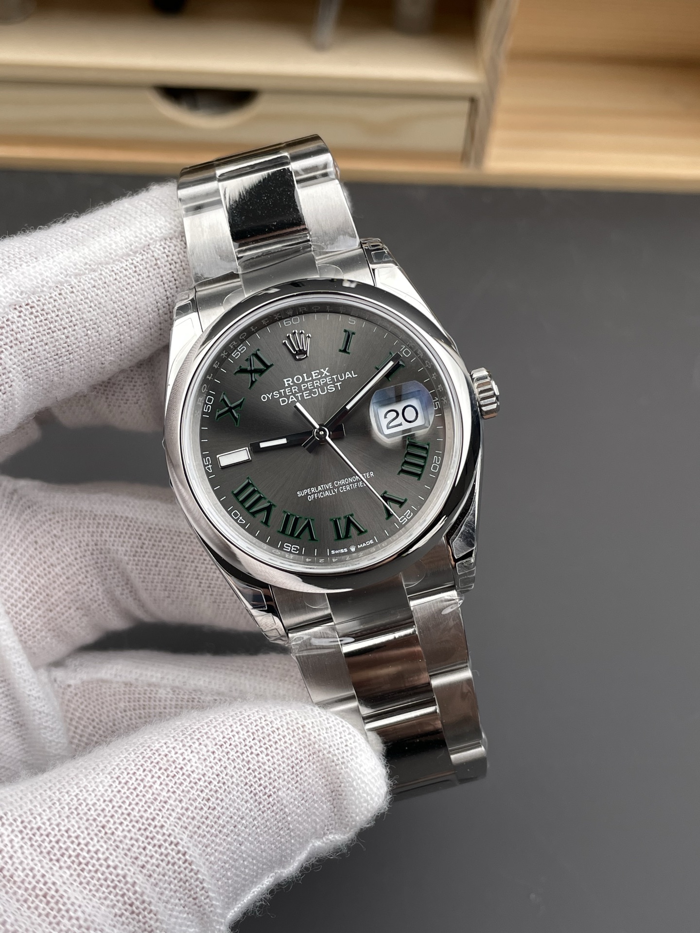 Clean Factory Watch Datejust 36 Wimbledon Ref 126200 Gray Dail with Roma Hour Markers Smooth Bezel DanDong 3235 Movement 72 Hours PW 02 Clean Factory Watch Datejust 36 Wimbledon Ref 126200 Gray Dail with Roma Hour Markers Smooth Bezel DanDong 3235 Movement 72 Hours PW 02