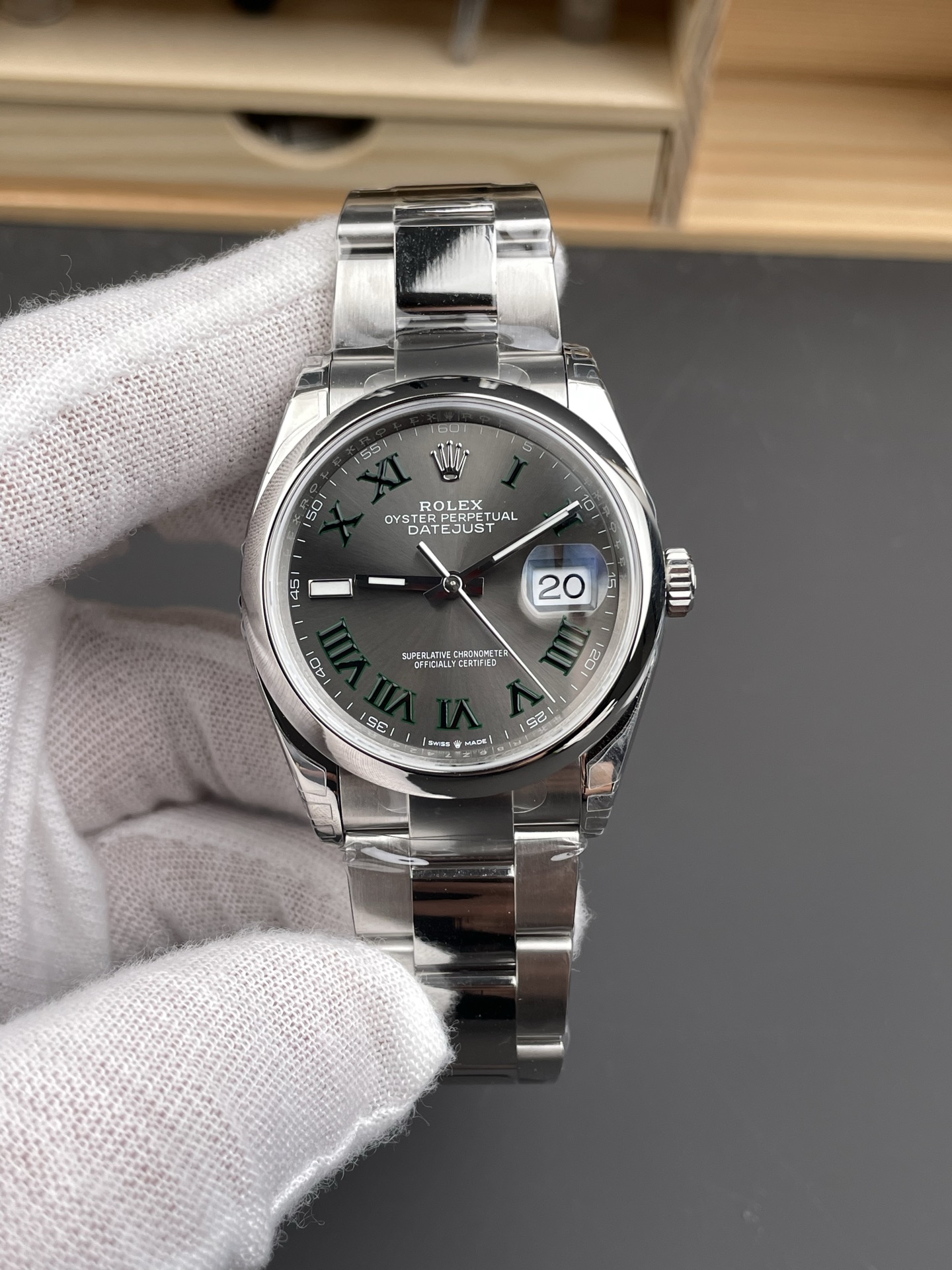 Clean Factory Watch Datejust 36 Wimbledon Ref 126200 Gray Dail with Roma Hour Markers Smooth Bezel DanDong 3235 Movement 72 Hours PW 03 Clean Factory Watch Datejust 36 Wimbledon Ref 126200 Gray Dail with Roma Hour Markers Smooth Bezel DanDong 3235 Movement 72 Hours PW 03