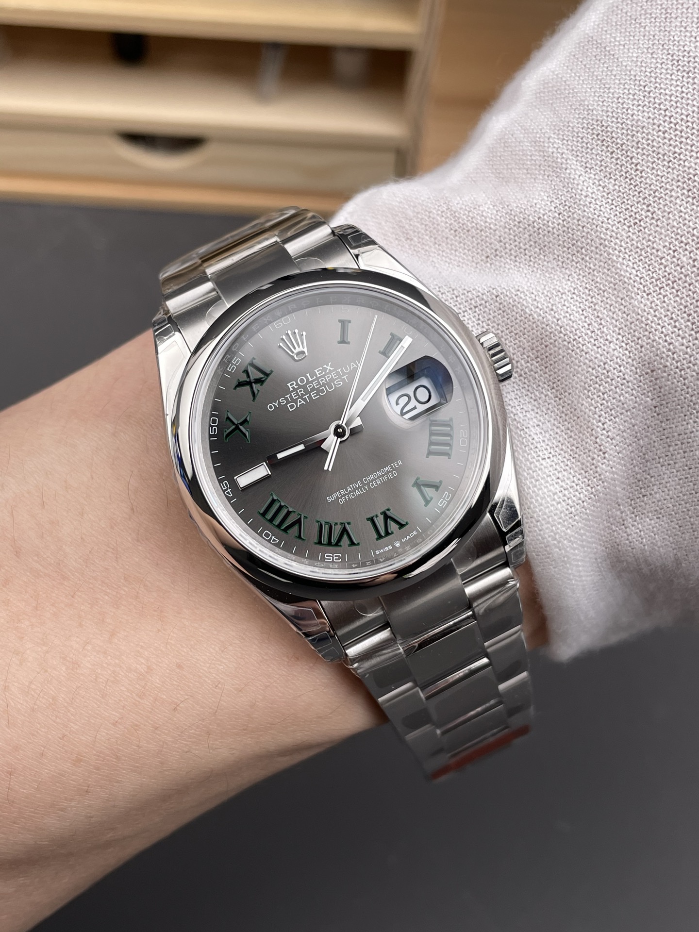 Clean Factory Watch Datejust 36 Wimbledon Ref 126200 Gray Dail with Roma Hour Markers Smooth Bezel DanDong 3235 Movement 72 Hours PW 09 Clean Factory Watch Datejust 36 Wimbledon Ref 126200 Gray Dail with Roma Hour Markers Smooth Bezel DanDong 3235 Movement 72 Hours PW 09