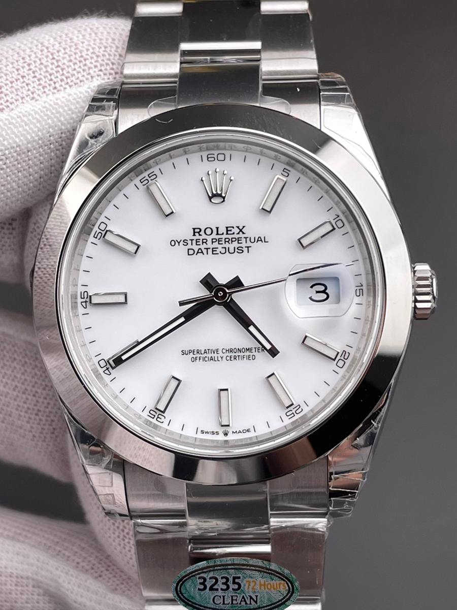 Clean Factory Watch Datejust 41 Ref.126300 White Dial Smooth Bezel 904L Steel Material Oyster Bracelet DanDong 3235 Movement 72 Hours PW 00 Clean Factory Watch Datejust 41 Ref.126300 White Dial Smooth Bezel 904L Steel Material Oyster Bracelet DanDong 3235 Movement 72 Hours PW 00