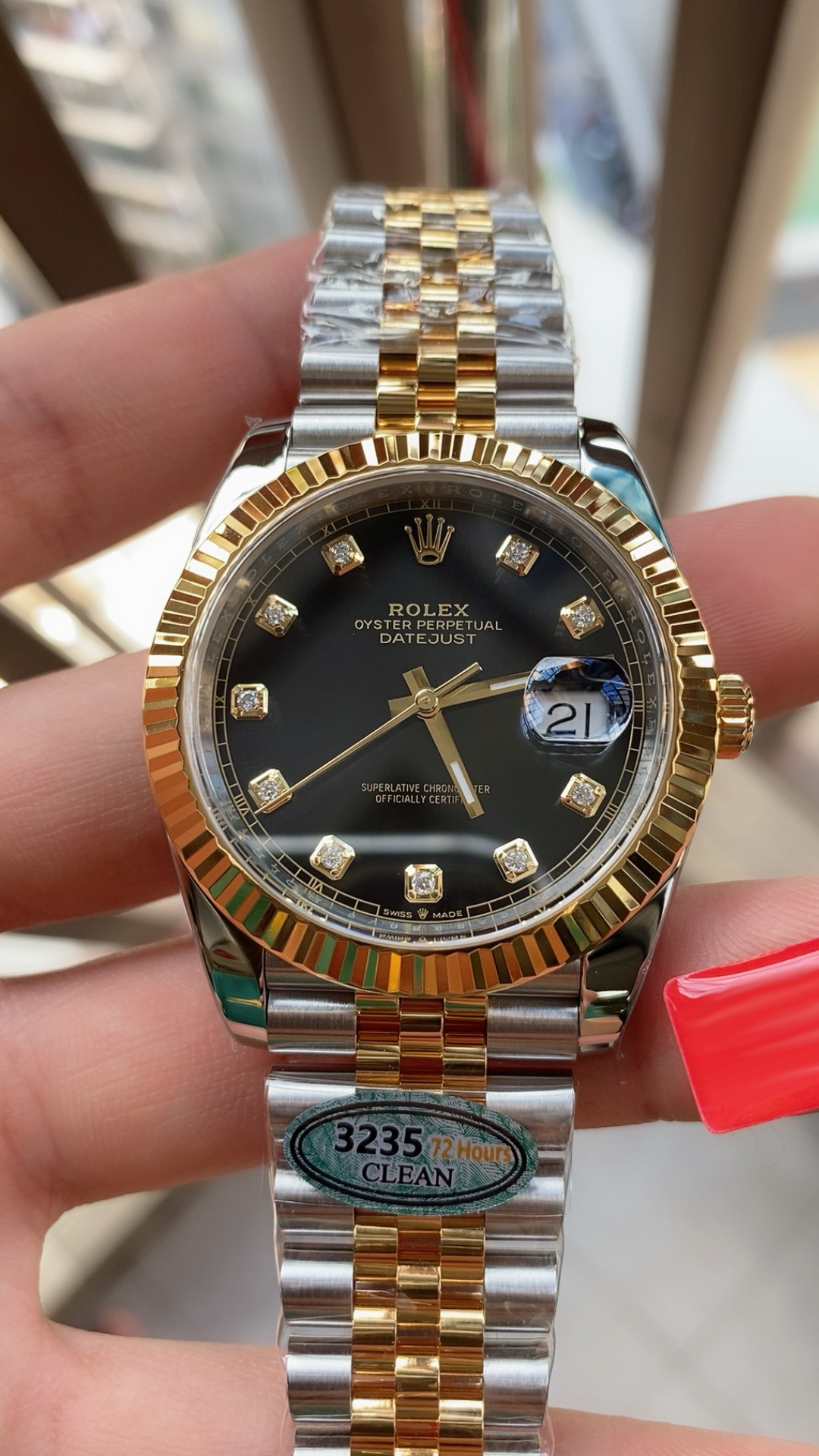 Clean Factory Watch Datejust 41mm Ref 126333 Oystersteel and Yellow Gold Black Dial with Diamonds Indexes DanDong 3235 Movement 01 Clean Factory Watch Datejust 41mm Ref 126333 Oystersteel and Yellow Gold Black Dial with Diamonds Indexes DanDong 3235 Movement 01