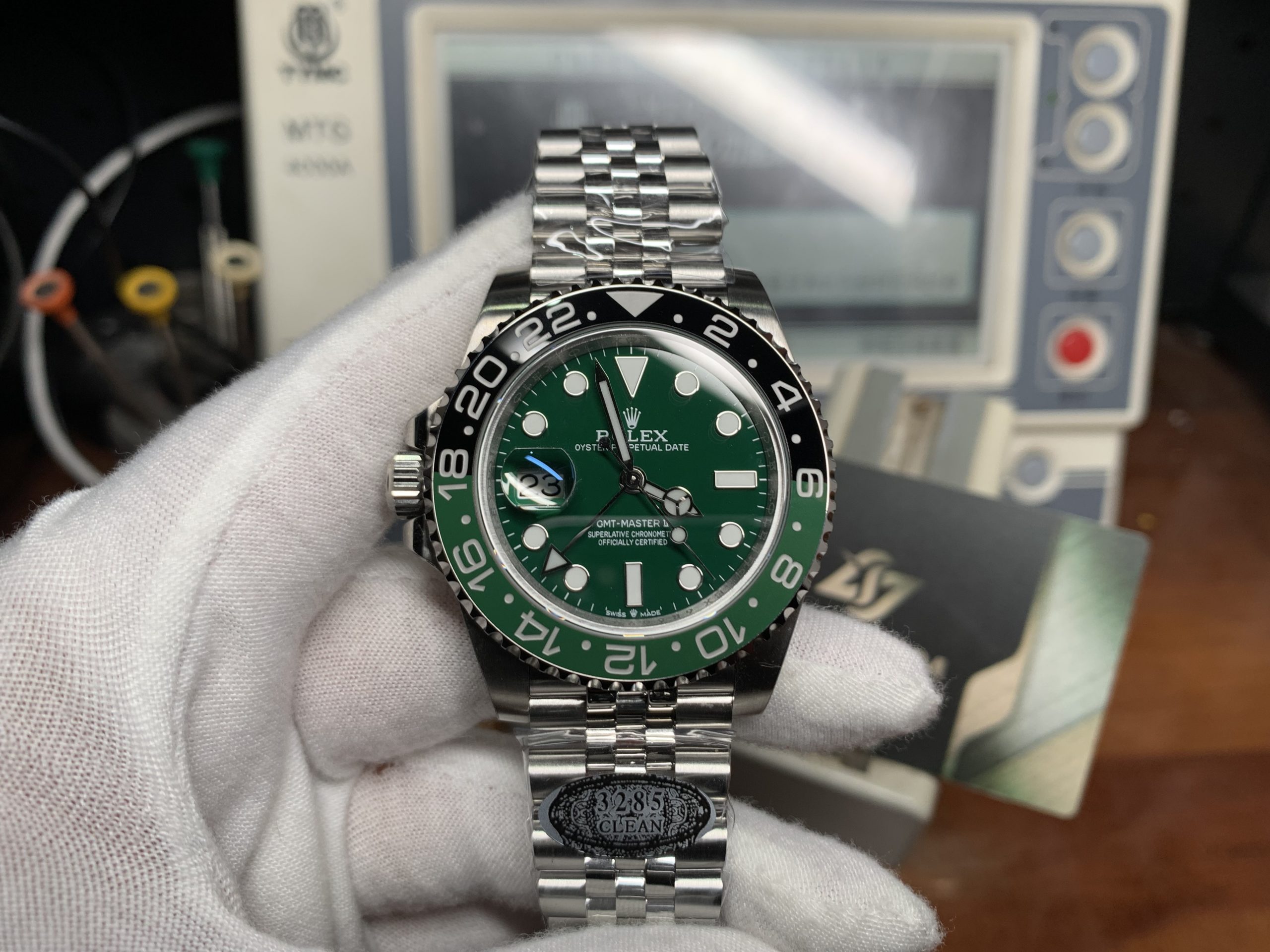 Clean Watch Factory Rolex GMT Master II Sprite 126729VTNR Black Green Ceramic Bezel Green Dial 904L Jubilee Bracelet DanDong 3285 Movement 01 Clean Watch Factory Rolex GMT Master II Sprite 126729VTNR Black Green Ceramic Bezel Green Dial 904L Jubilee Bracelet DanDong 3285 Movement 01
