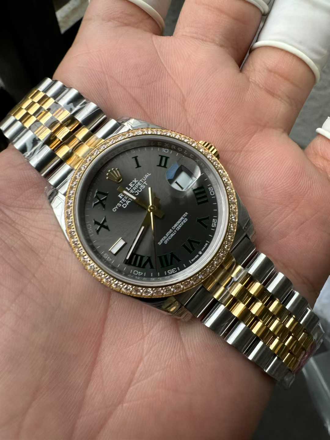 Clean Factory DateJust 36 Wimbledon 126283RBR Slate Dial Roma Indexes 904L Steel Case Yellow Gold Two Tone Jubilee Bracelet DD3235 Movement 04 Clean Factory DateJust 36 Wimbledon 126283RBR Slate Dial Roma Indexes 904L Steel Case Yellow Gold Two Tone Jubilee Bracelet DD3235 Movement 04