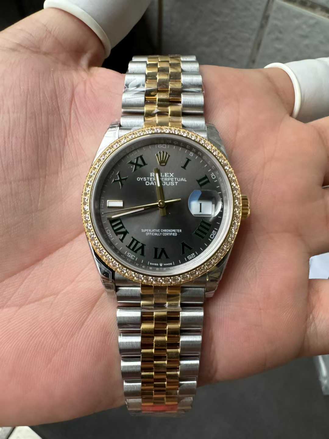 Clean Factory DateJust 36 Wimbledon 126283RBR Slate Dial Roma Indexes 904L Steel Case Yellow Gold Two Tone Jubilee Bracelet DD3235 Movement 05 Clean Factory DateJust 36 Wimbledon 126283RBR Slate Dial Roma Indexes 904L Steel Case Yellow Gold Two Tone Jubilee Bracelet DD3235 Movement 05