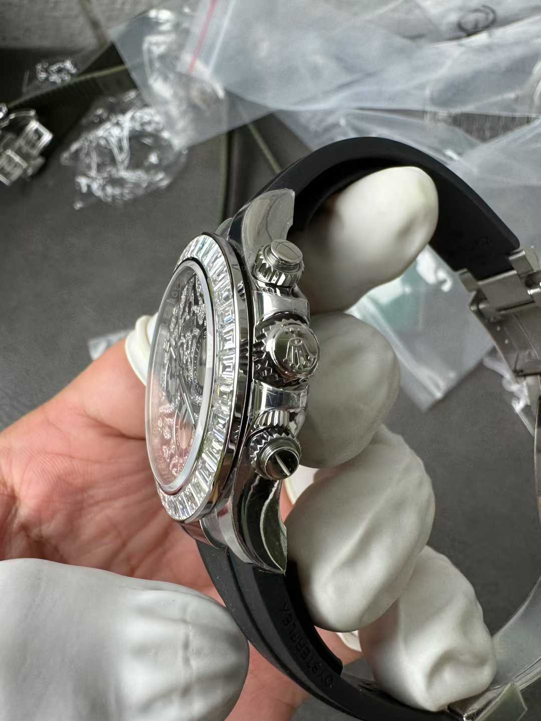 Clean Factory Daytona Eye of the Tiger 116589TBR Wrapped Platinum 40mm Black Diamond Motif Dial Baguette Bezel Oysterflex Strap DD4131 Movement 06 Clean Factory Daytona Eye of the Tiger 116589TBR Wrapped Platinum 40mm Black Diamond Motif Dial Baguette Bezel Oysterflex Strap DD4131 Movement 06