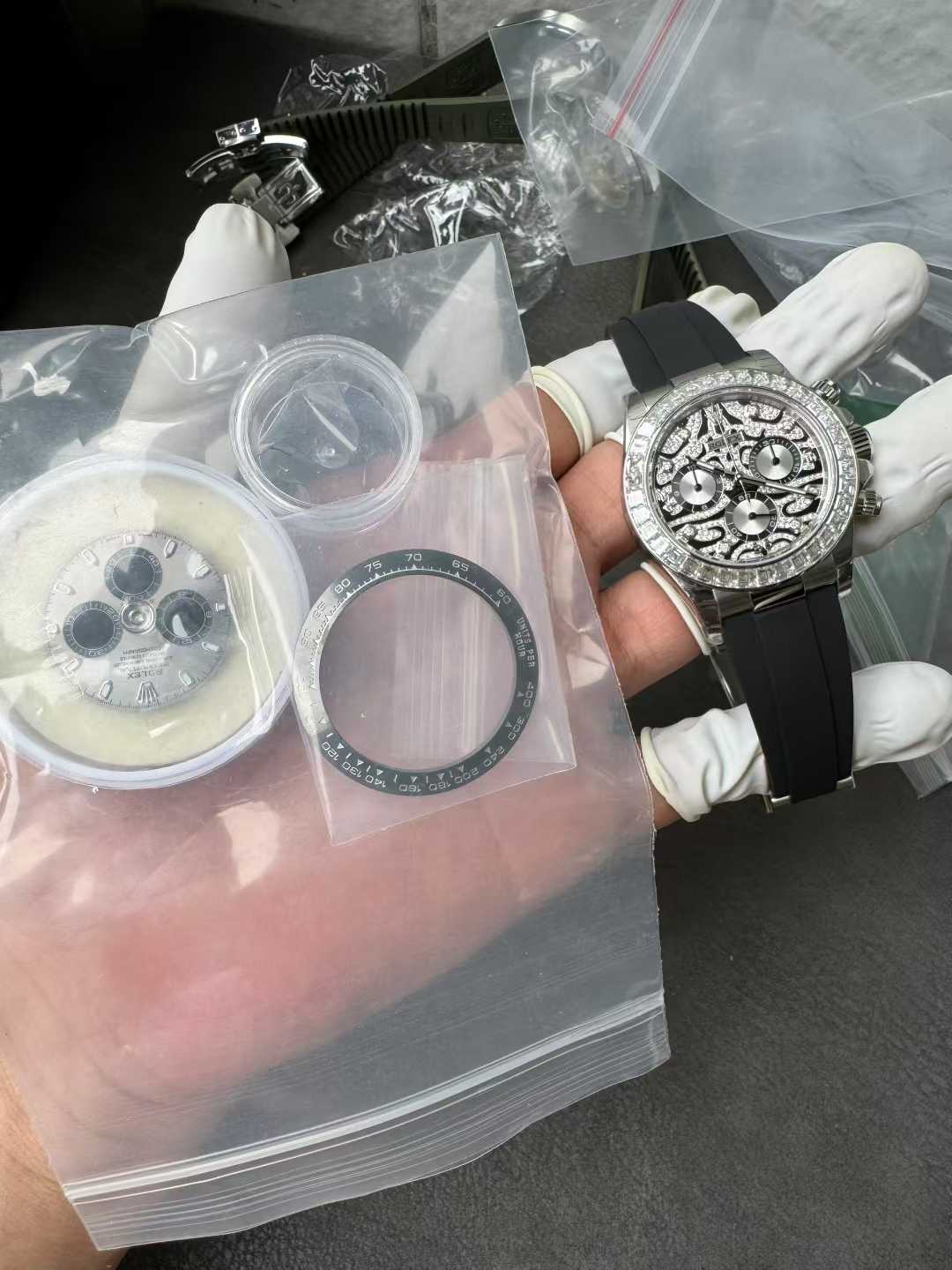 Clean Factory Daytona Eye of the Tiger 116589TBR Wrapped Platinum 40mm Black Diamond Motif Dial Baguette Bezel Oysterflex Strap DD4131 Movement 09 Clean Factory Daytona Eye of the Tiger 116589TBR Wrapped Platinum 40mm Black Diamond Motif Dial Baguette Bezel Oysterflex Strap DD4131 Movement 09