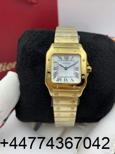 Super Clone Watch Santos Yellow Gold Case 01