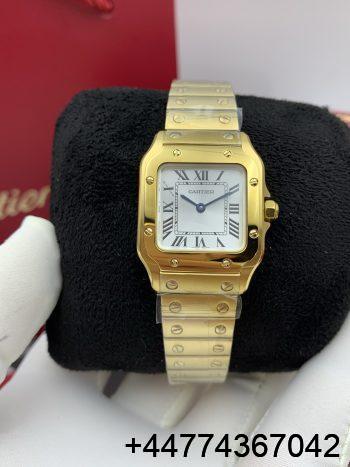 Super Clone Watch Santos Yellow Gold Case 01