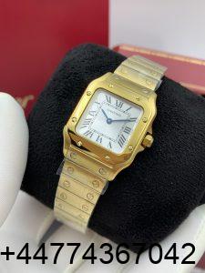Super Clone Watch Santos Yellow Gold Case 02