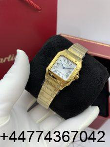 Super Clone Watch Santos Yellow Gold Case 03