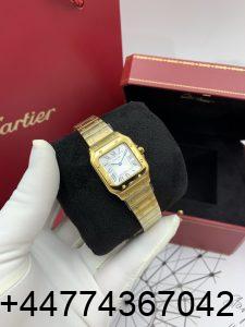 Super Clone Watch Santos Yellow Gold Case 05