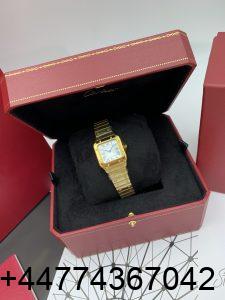 Super Clone Watch Santos Yellow Gold Case 06