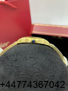 Super Clone Watch Santos Yellow Gold Case 09